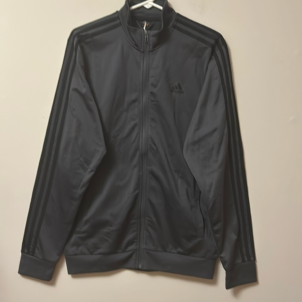 Adidas dark grey/black regular fit jacket zip front size medium new with…
